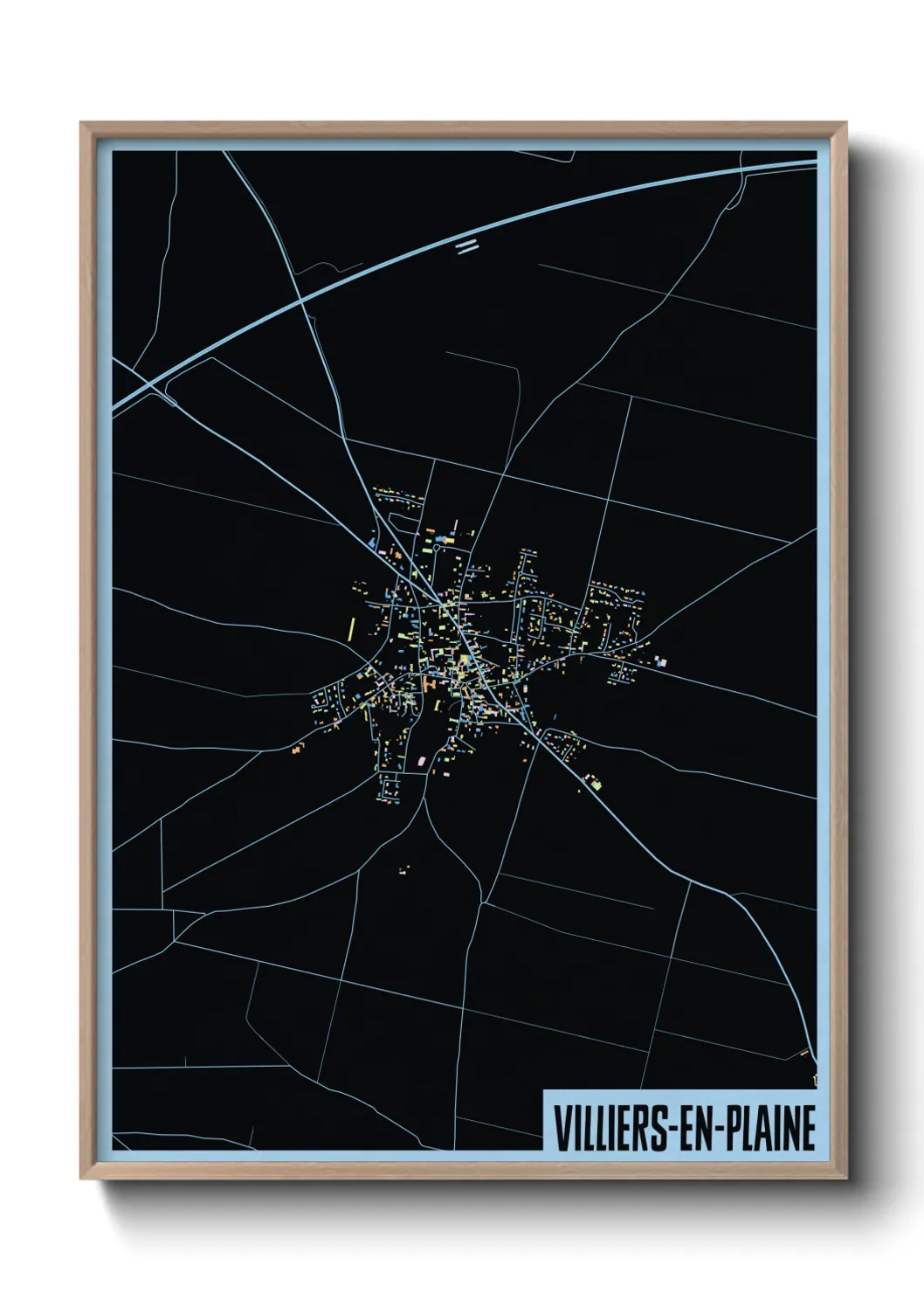 Une affiche de carte sur Villiers-en-Plaine