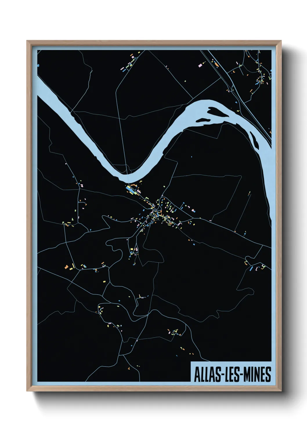 Une affiche de carte sur Allas-les-Mines
