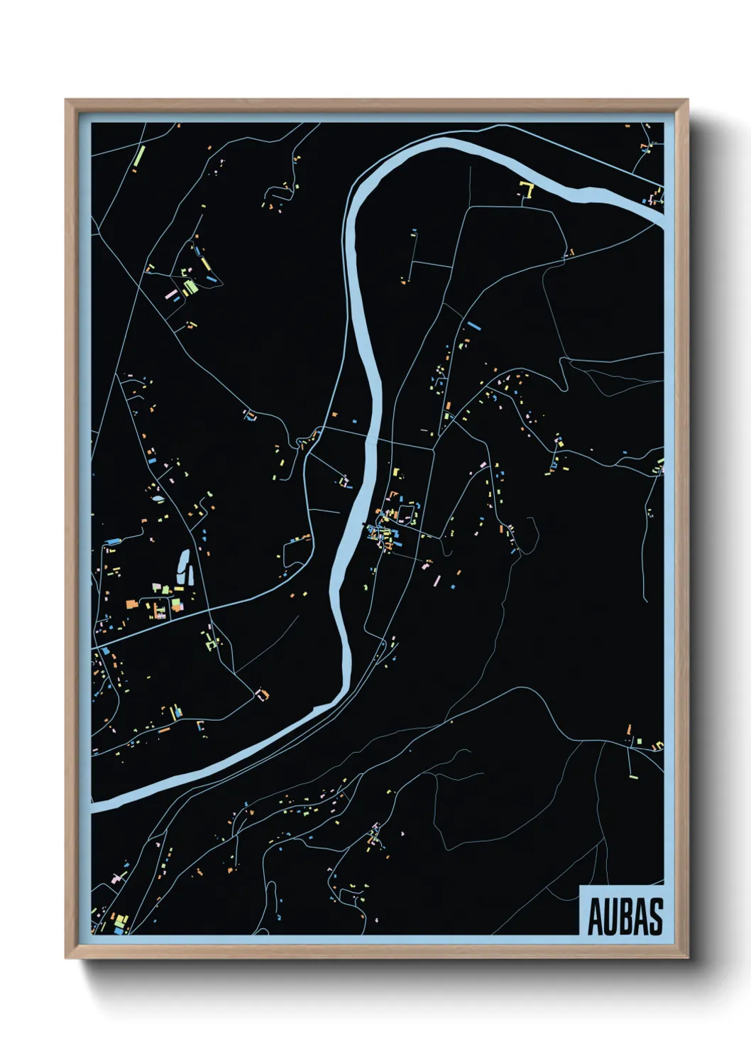 Une affiche de carte sur Aubas