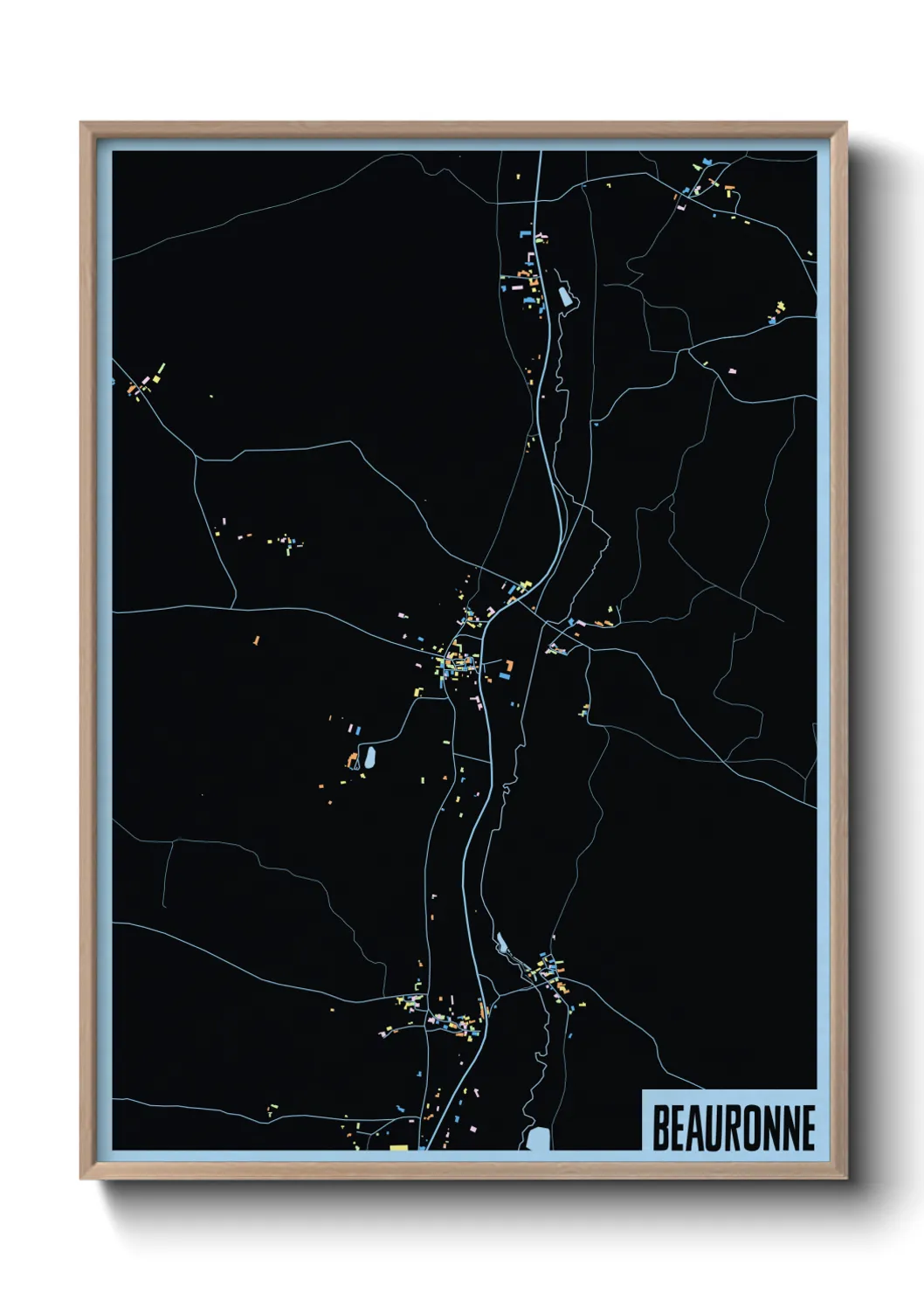 Une affiche de carte sur Beauronne