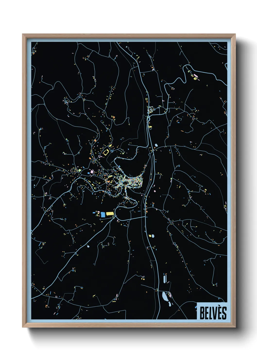 Une affiche de carte sur Belvès