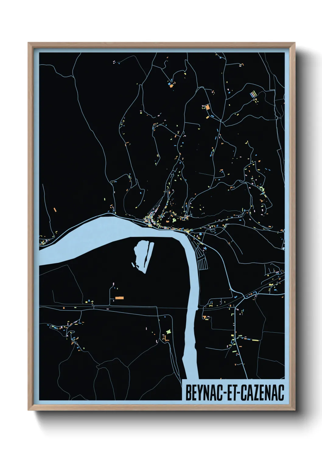 Une affiche de carte sur Beynac-et-Cazenac