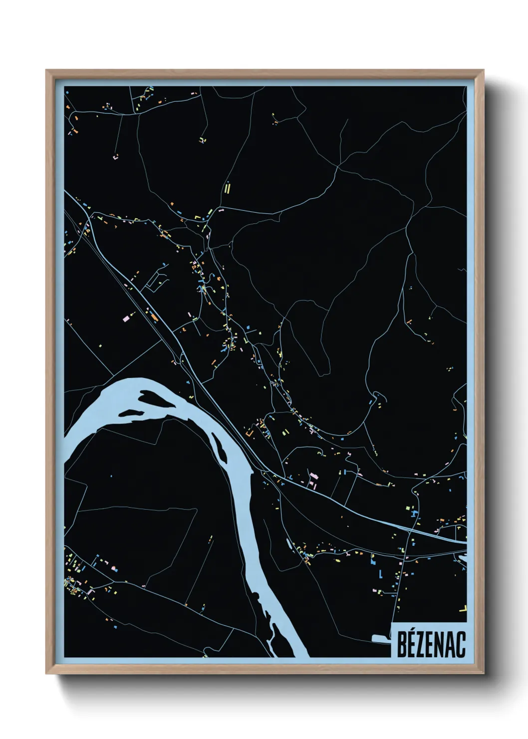 Une affiche de carte sur Bézenac