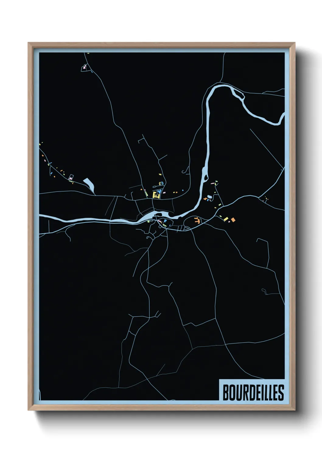 Une affiche de carte sur Bourdeilles