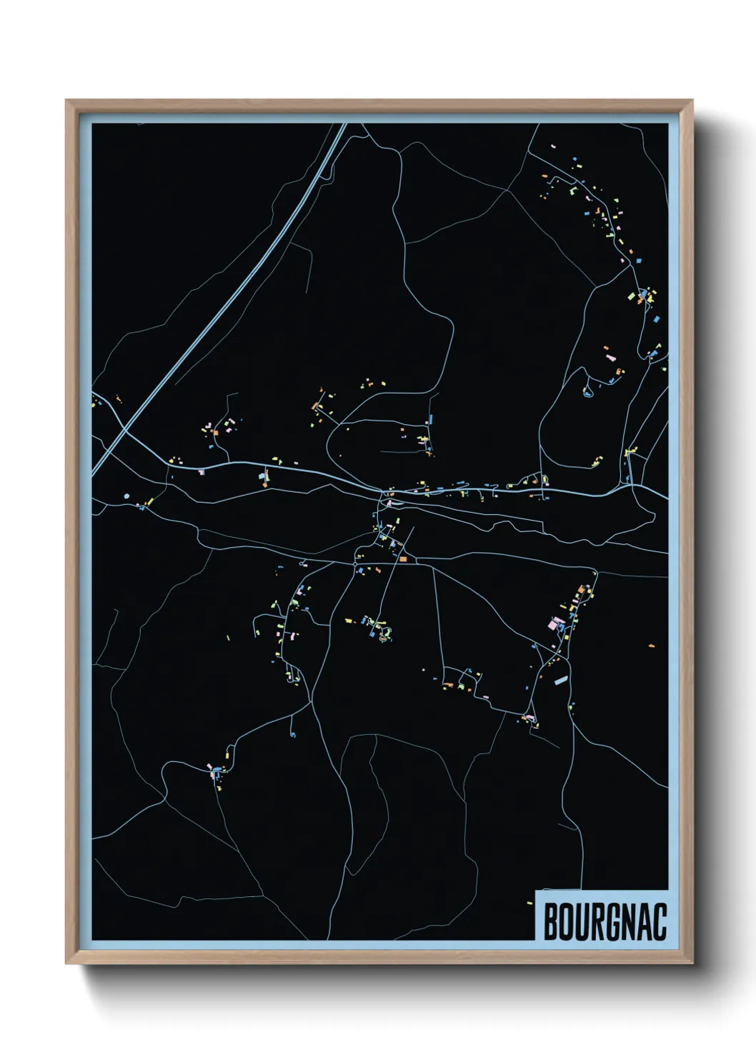 Une affiche de carte sur Bourgnac