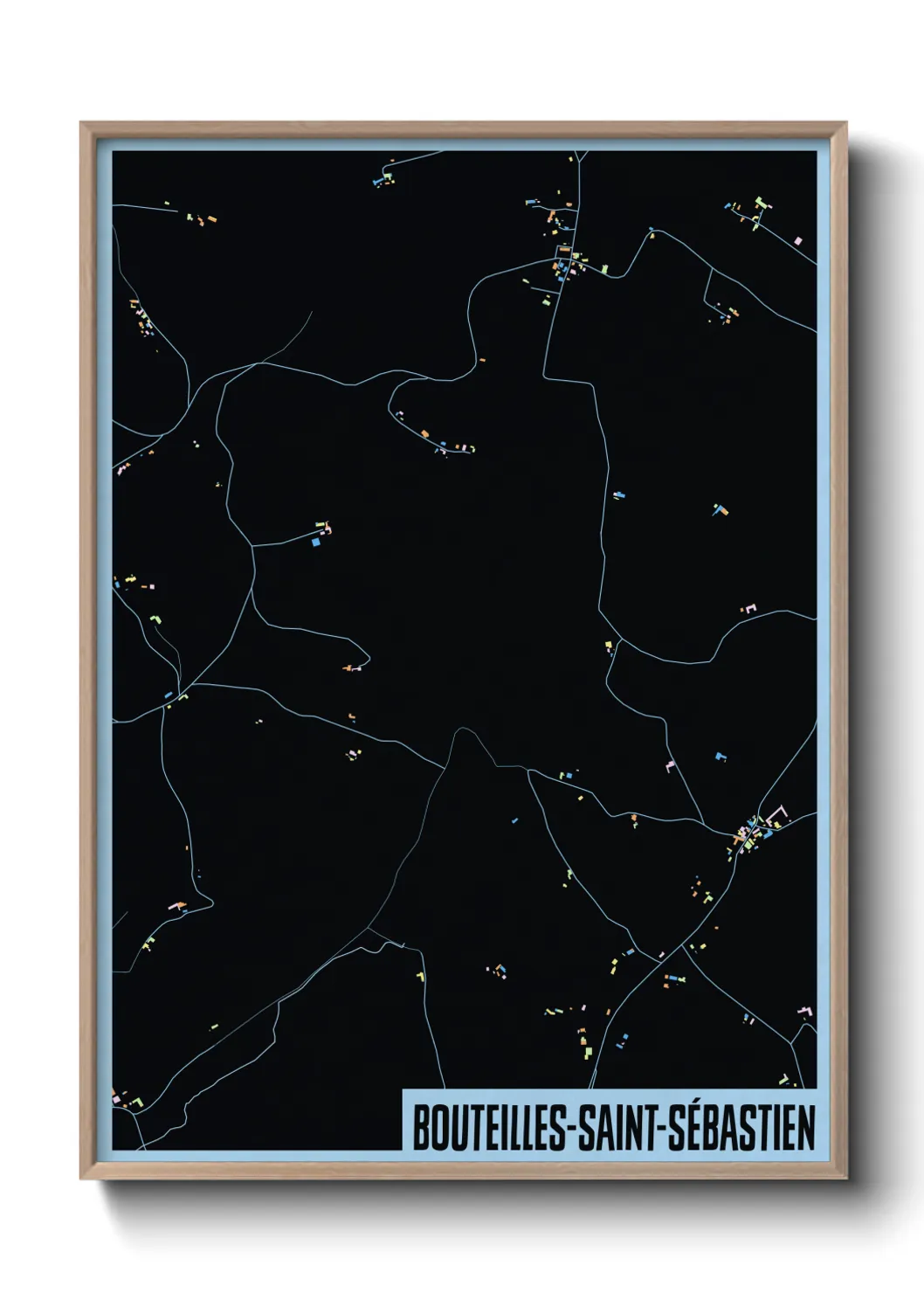 Une affiche de carte sur Bouteilles-Saint-Sébastien