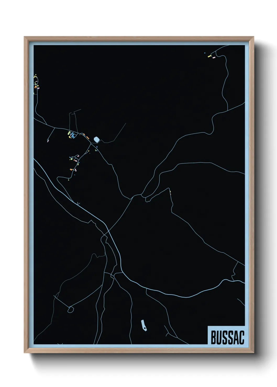 Une affiche de carte sur Bussac