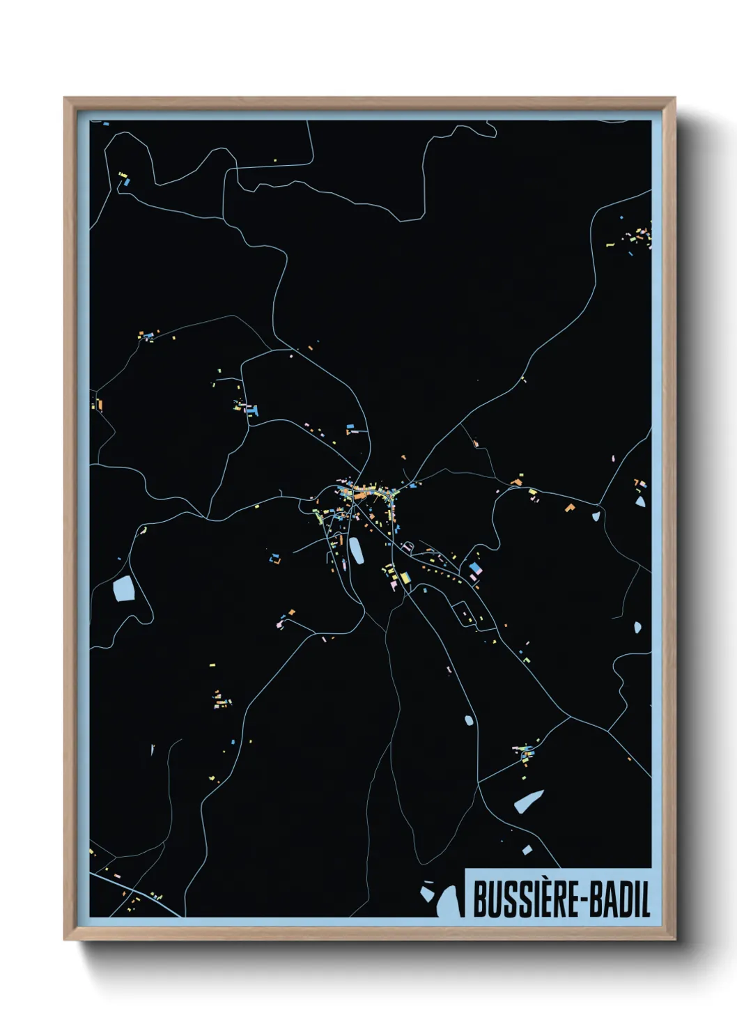 Une affiche de carte sur Bussière-Badil