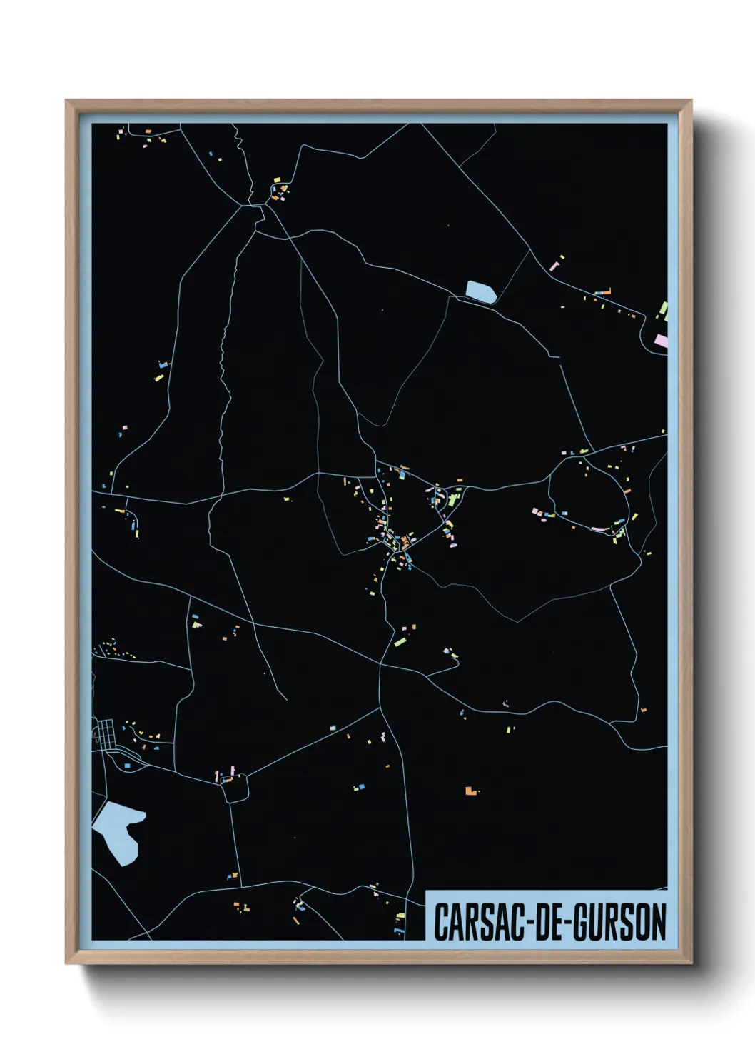 Une affiche de carte sur Carsac-de-Gurson