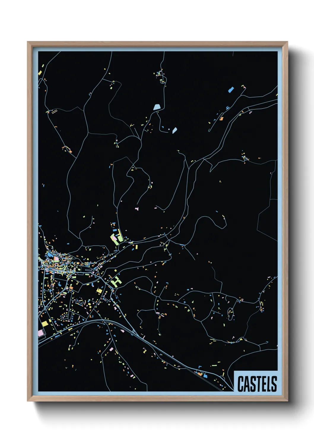 Une affiche de carte sur Castels