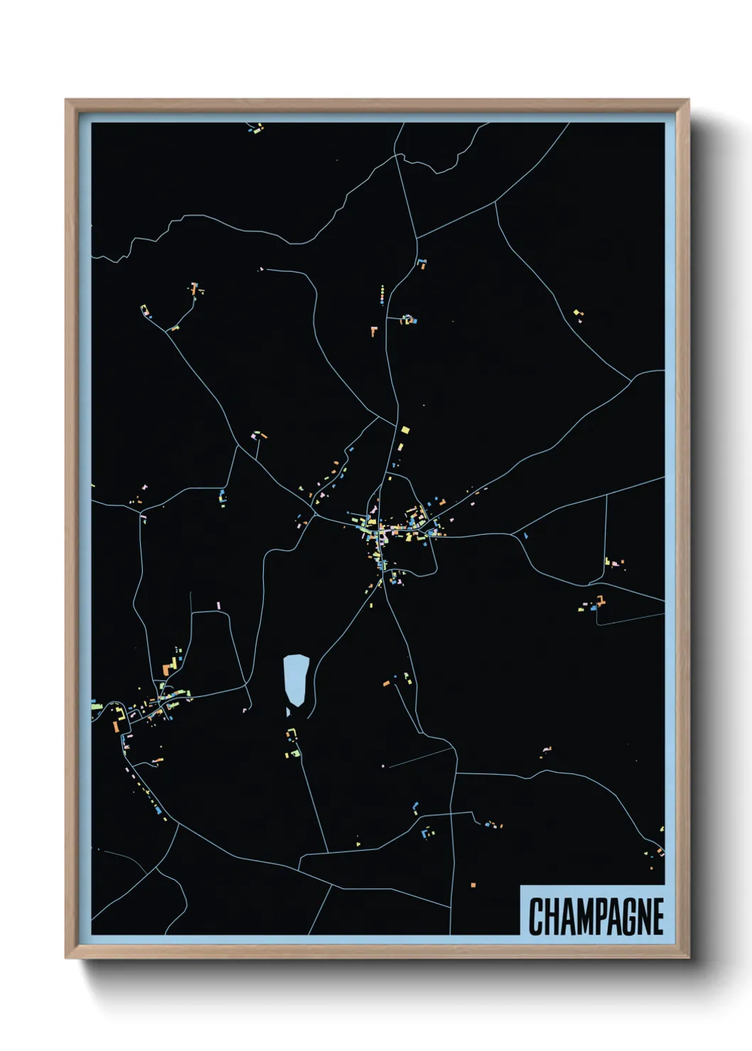 Une affiche de carte sur Champagne