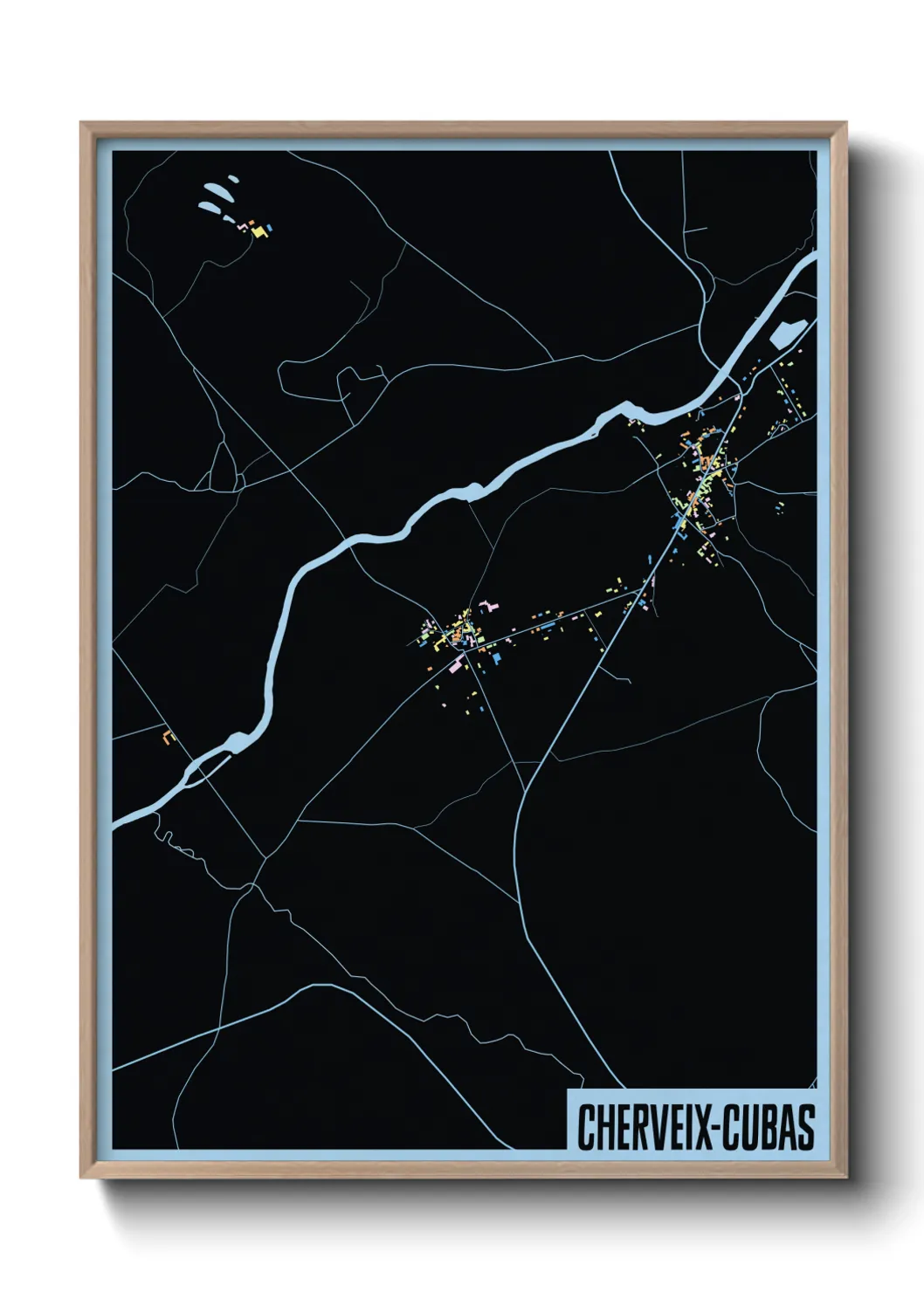 Une affiche de carte sur Cherveix-Cubas