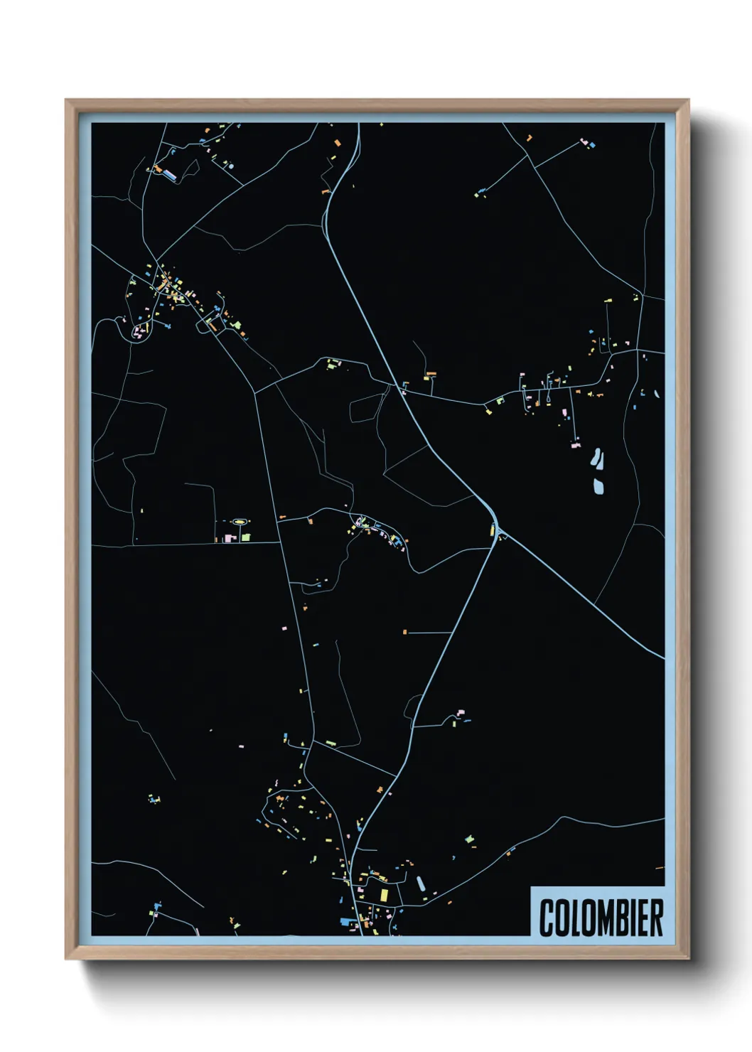 Une affiche de carte sur Colombier