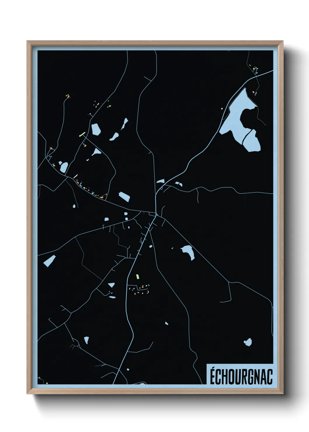 Une affiche de carte sur Échourgnac