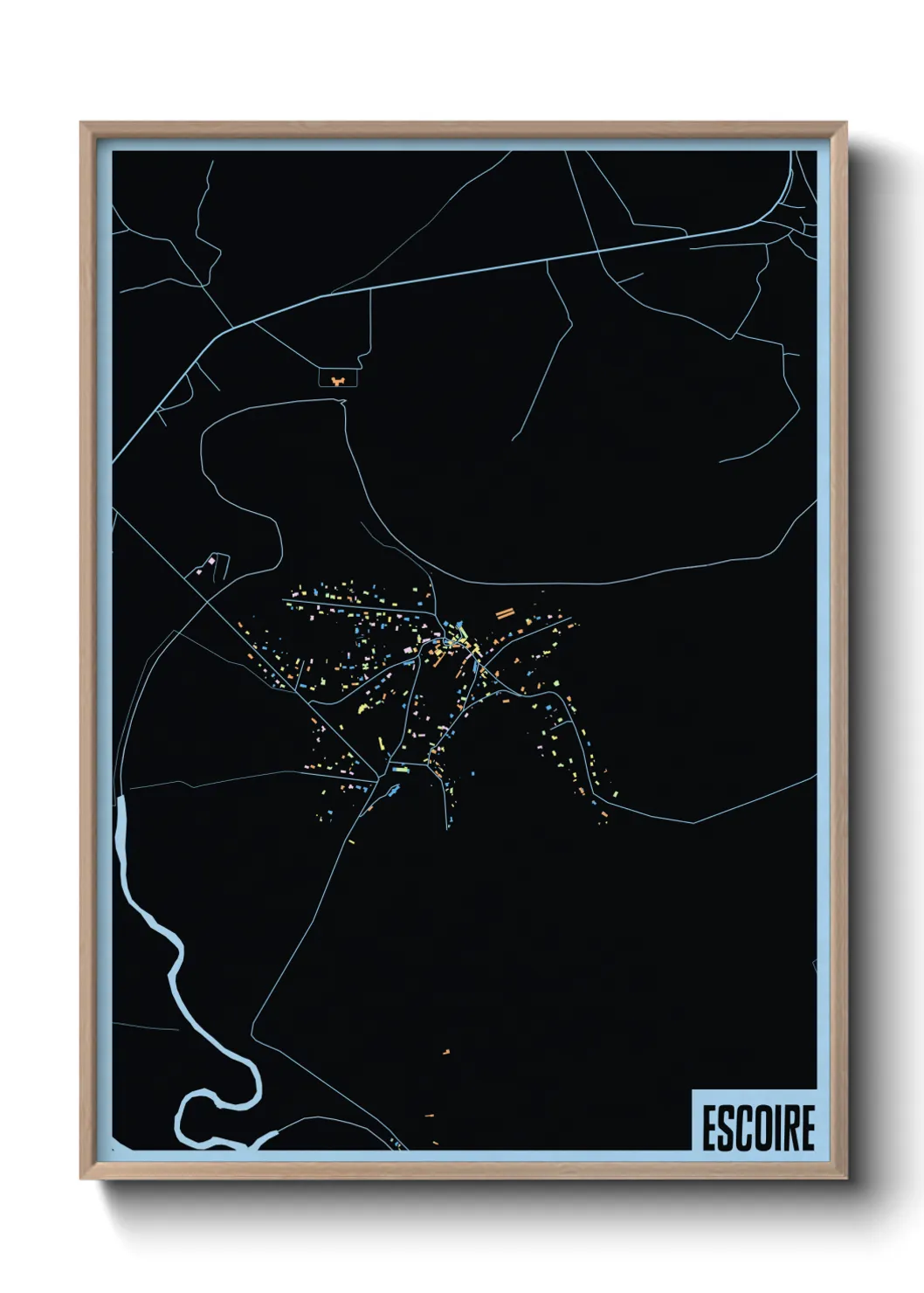 Une affiche de carte sur Escoire