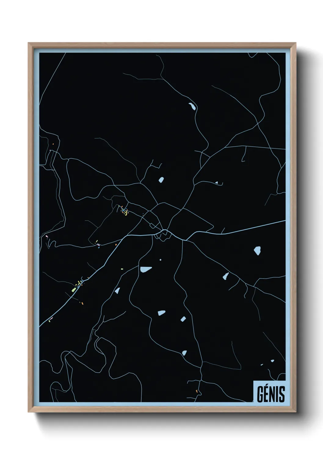 Une affiche de carte sur Génis