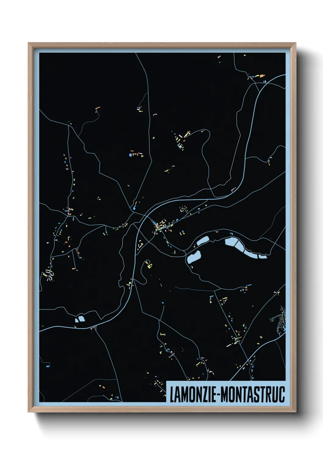 Une affiche de carte sur Lamonzie-Montastruc