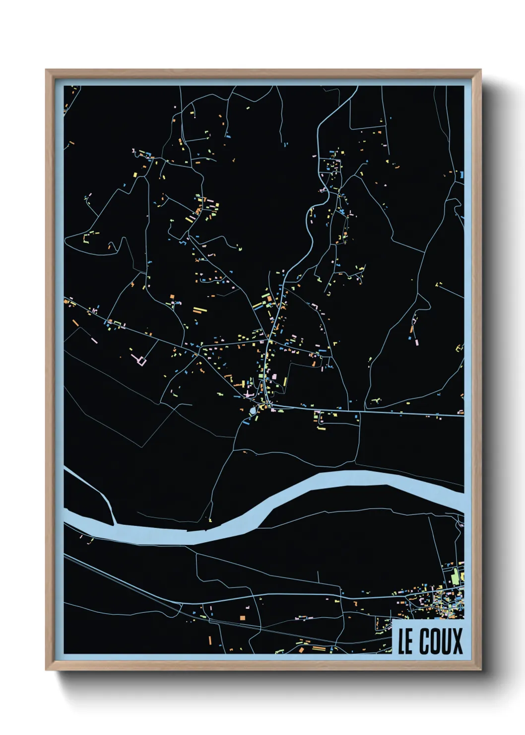 Une affiche de carte sur Le Coux