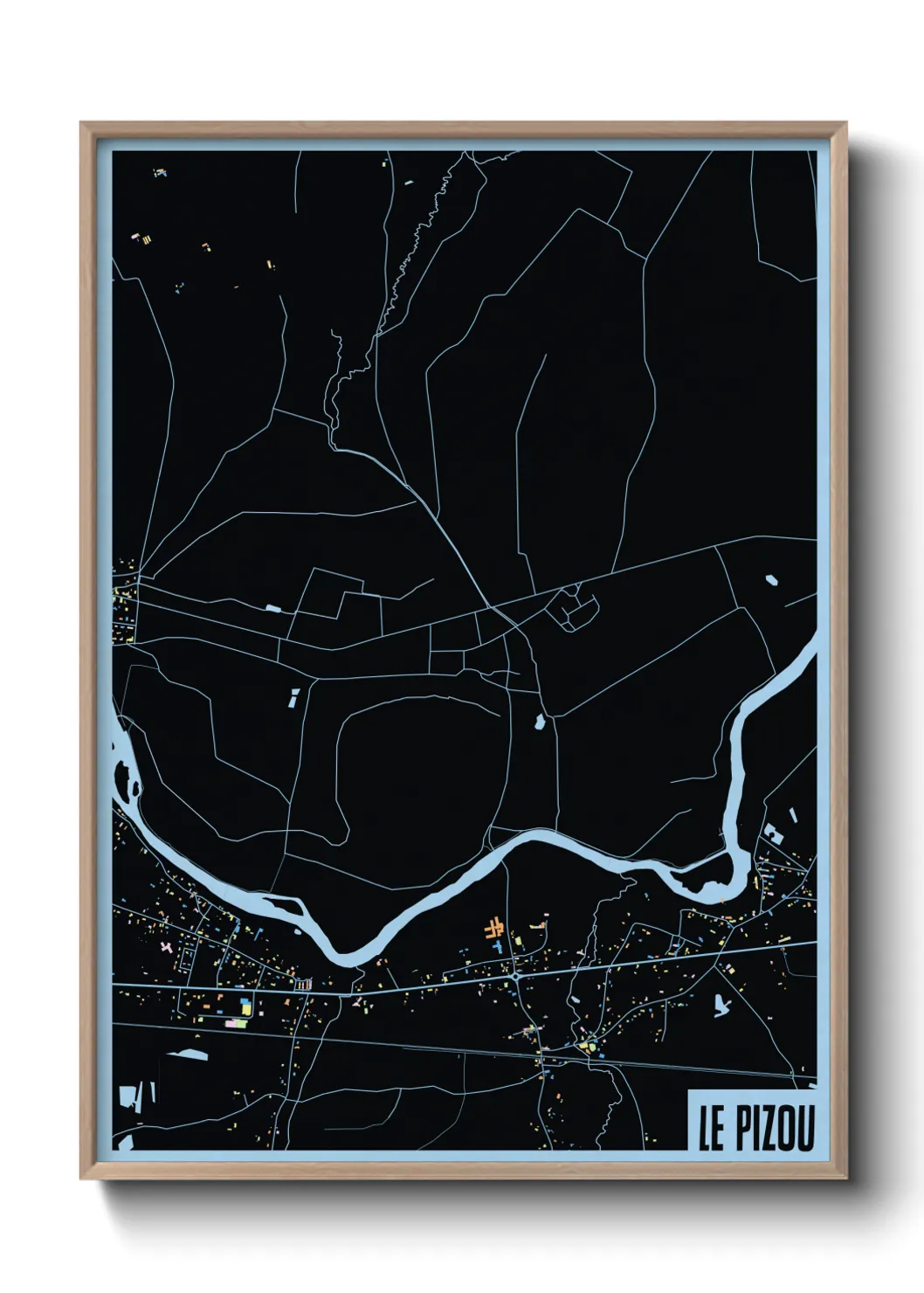 Une affiche de carte sur Le Pizou