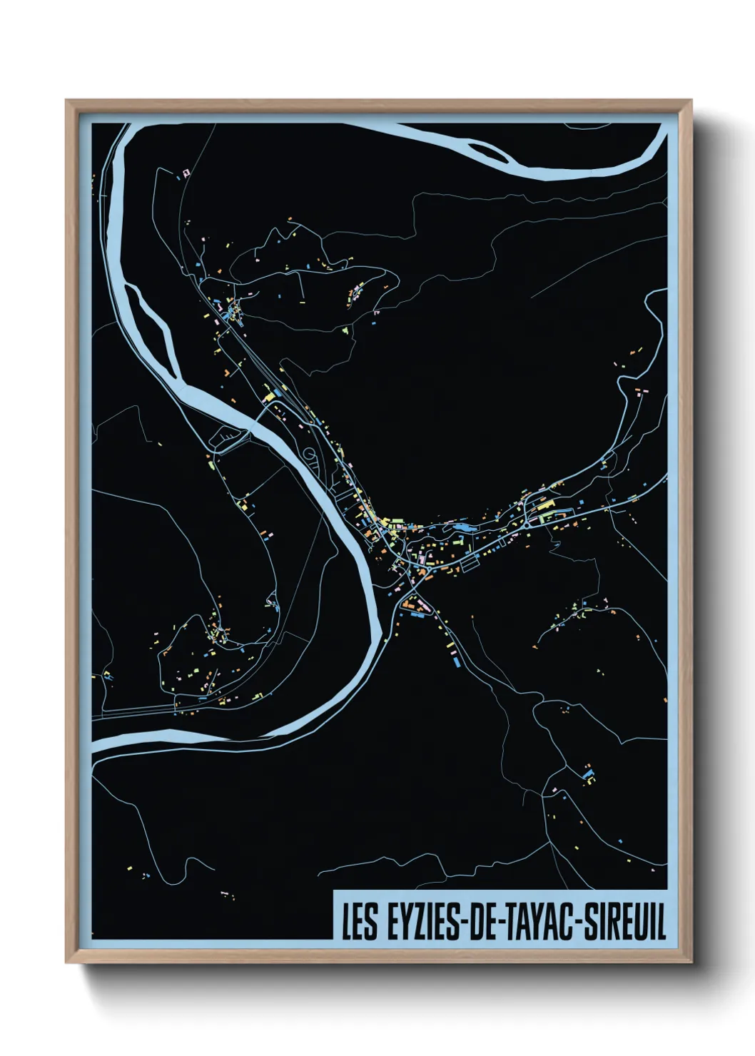 Une affiche de carte sur Les Eyzies-de-Tayac-Sireuil