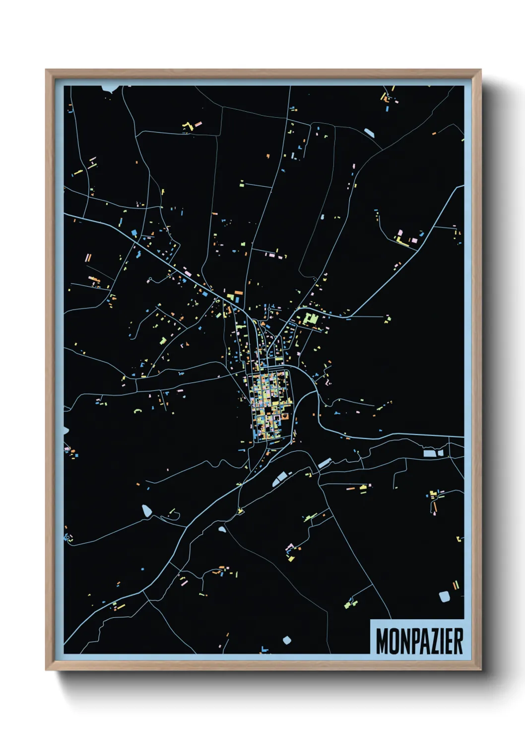 Une affiche de carte sur Monpazier