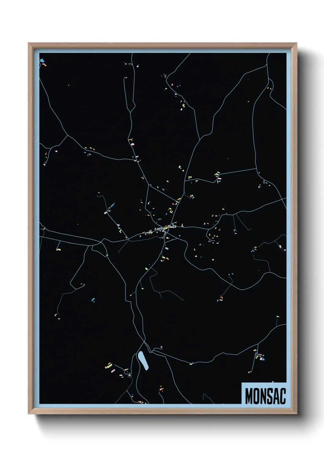 Une affiche de carte sur Monsac