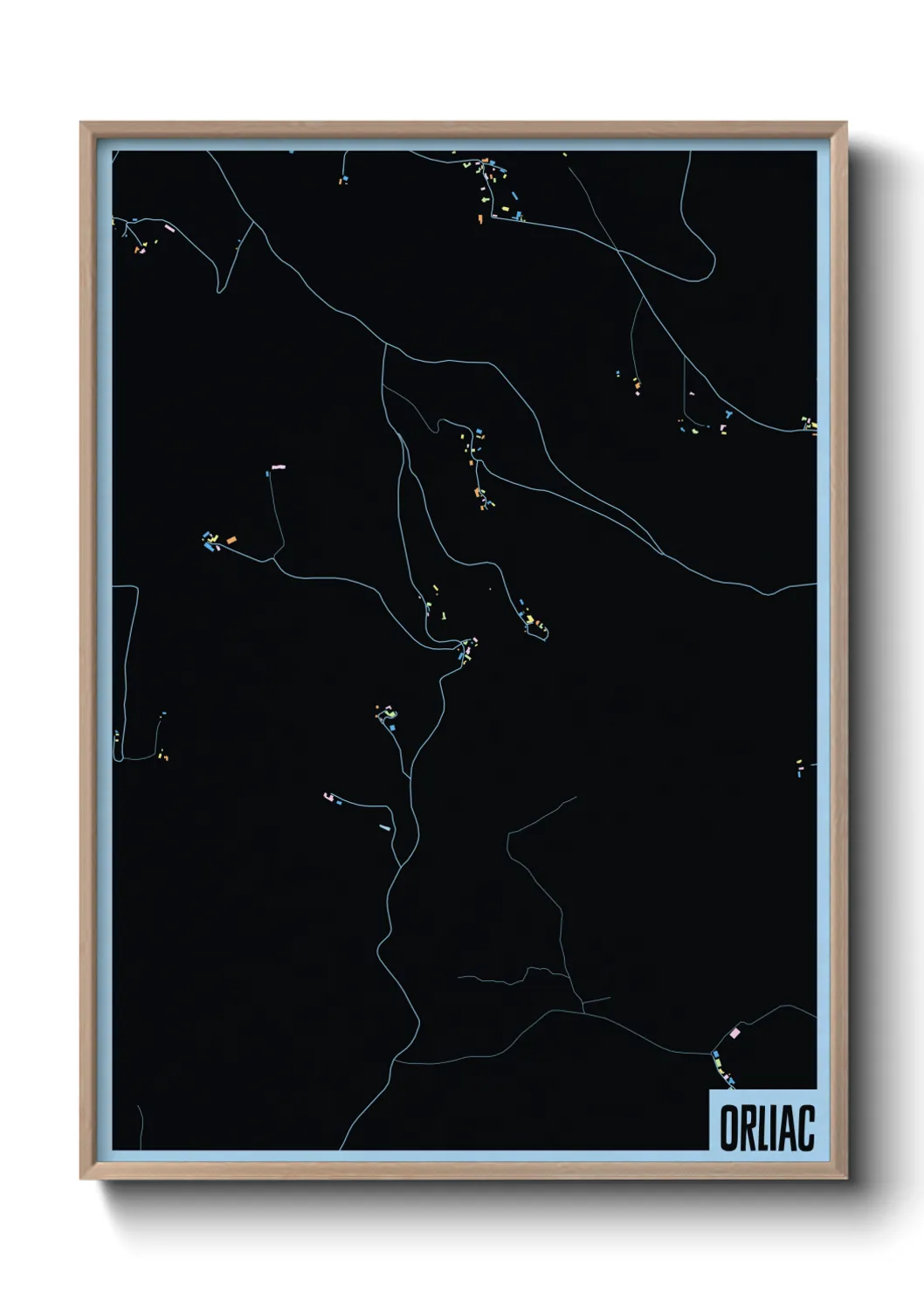 Une affiche de carte sur Orliac