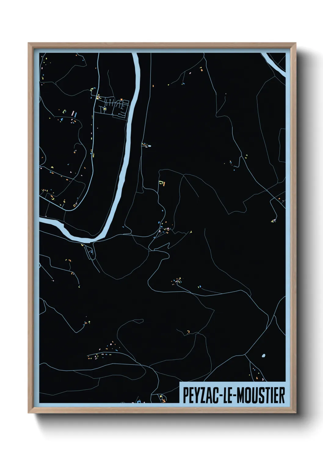 Une affiche de carte sur Peyzac-le-Moustier