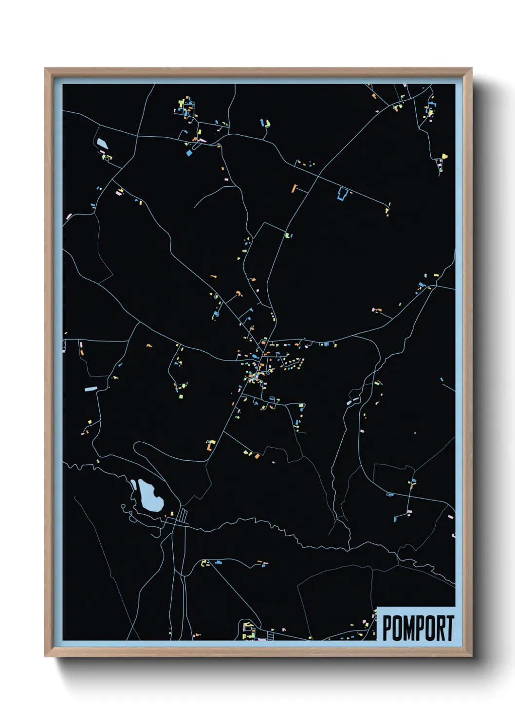 Une affiche de carte sur Pomport