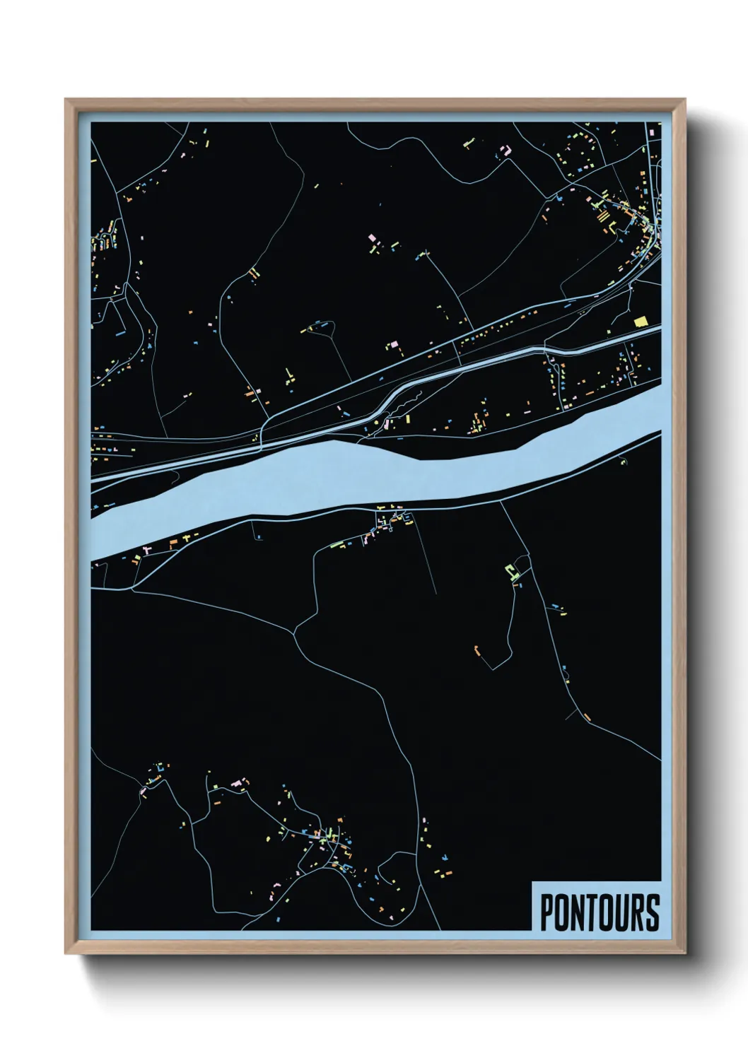Une affiche de carte sur Pontours