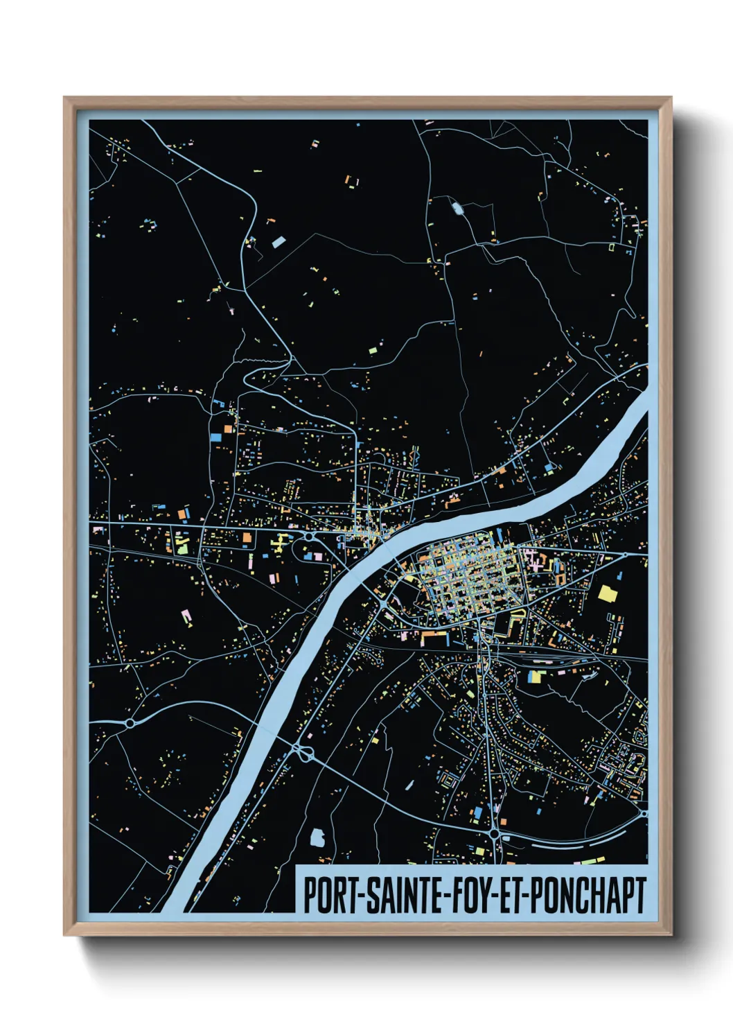 Une affiche de carte sur Port-Sainte-Foy-et-Ponchapt