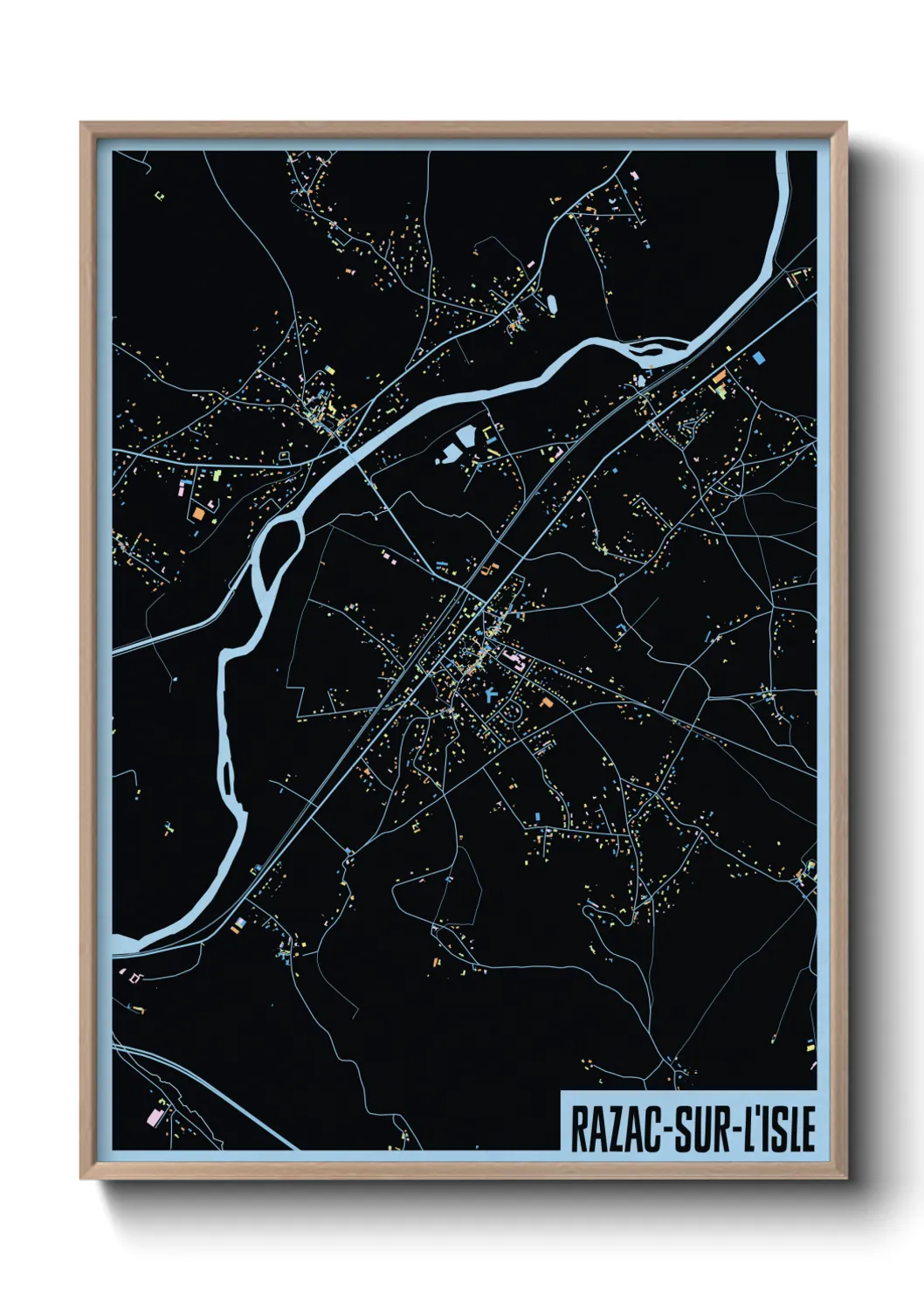 Une affiche de carte sur Razac-sur-l'Isle