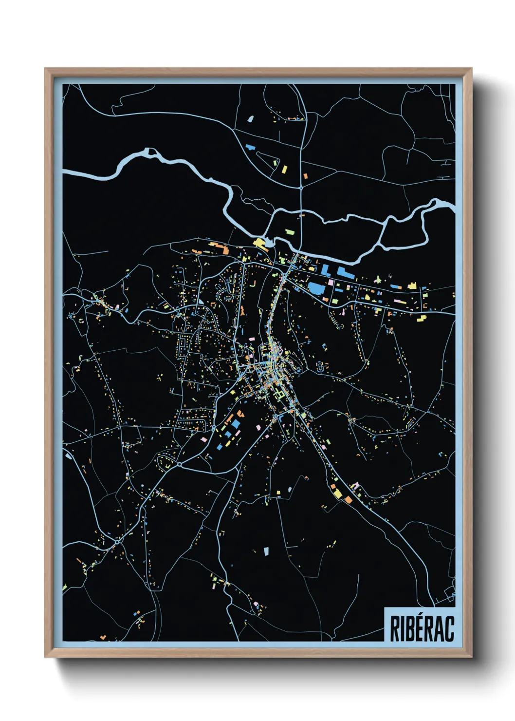 Une affiche de carte sur Ribérac