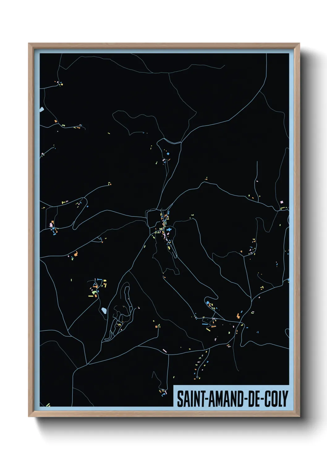 Une affiche de carte sur Saint-Amand-de-Coly
