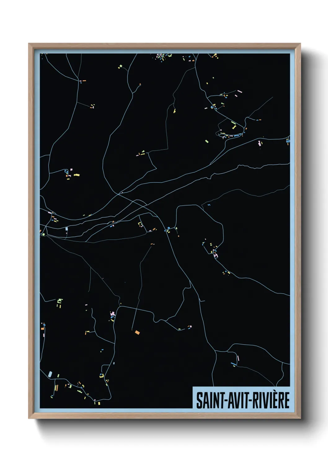 Une affiche de carte sur Saint-Avit-Rivière