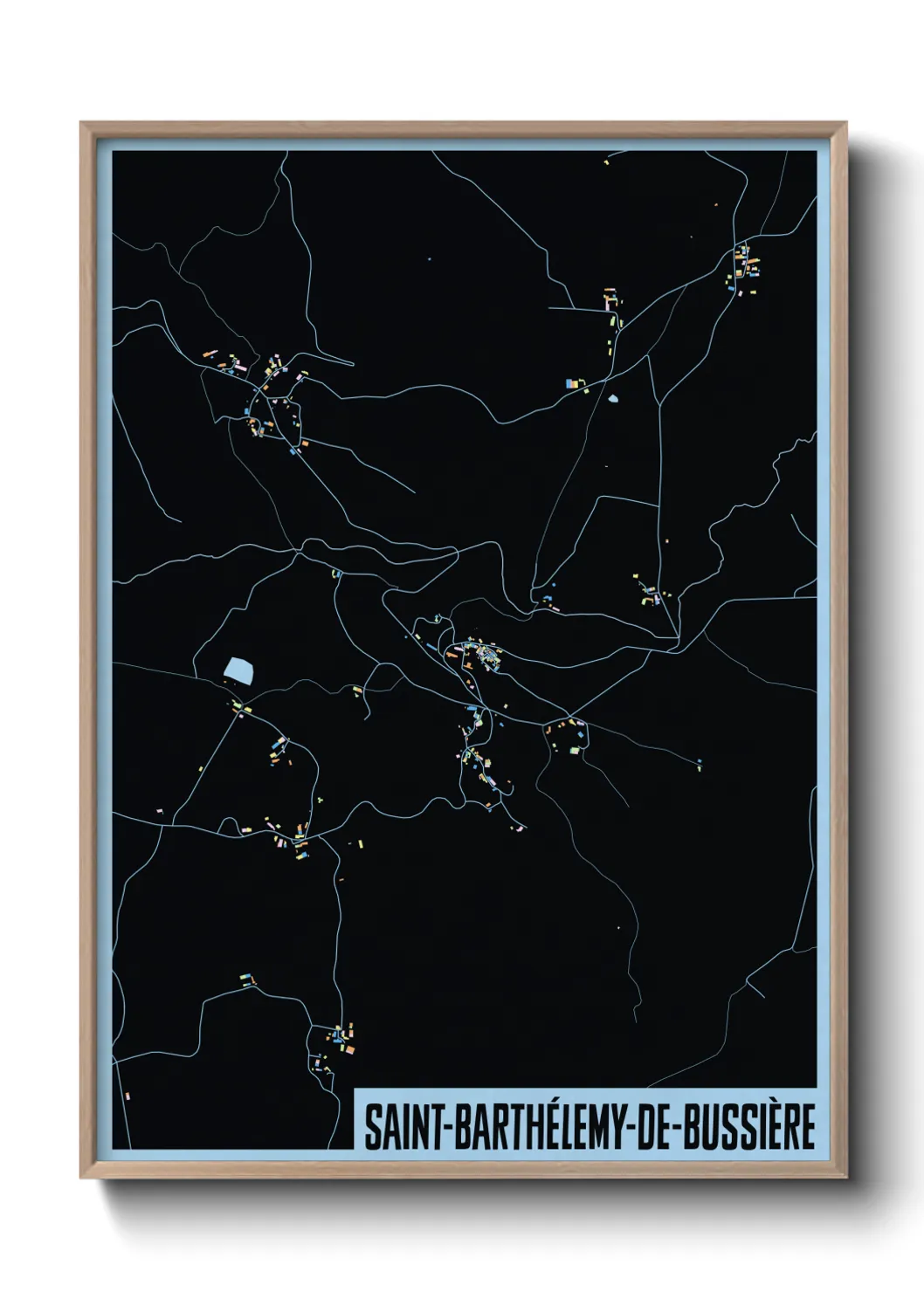 Une affiche de carte sur Saint-Barthélemy-de-Bussière