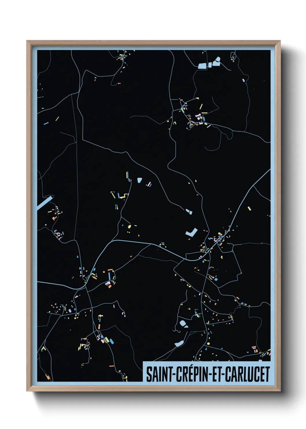 Une affiche de carte sur Saint-Crépin-et-Carlucet