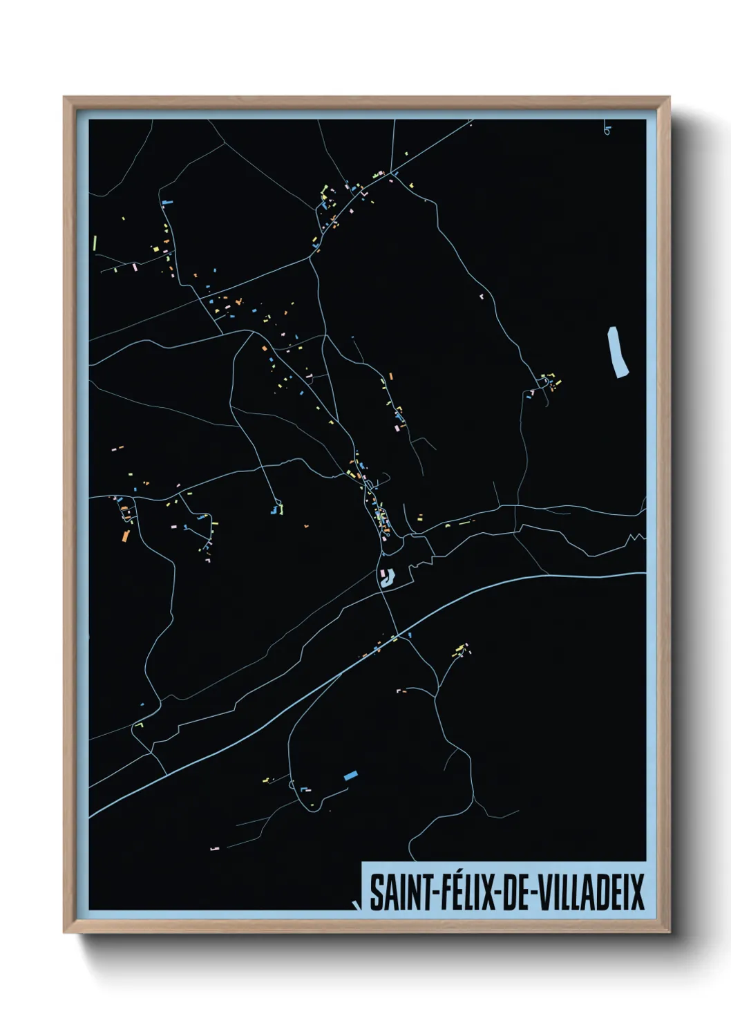 Une affiche de carte sur Saint-Félix-de-Villadeix