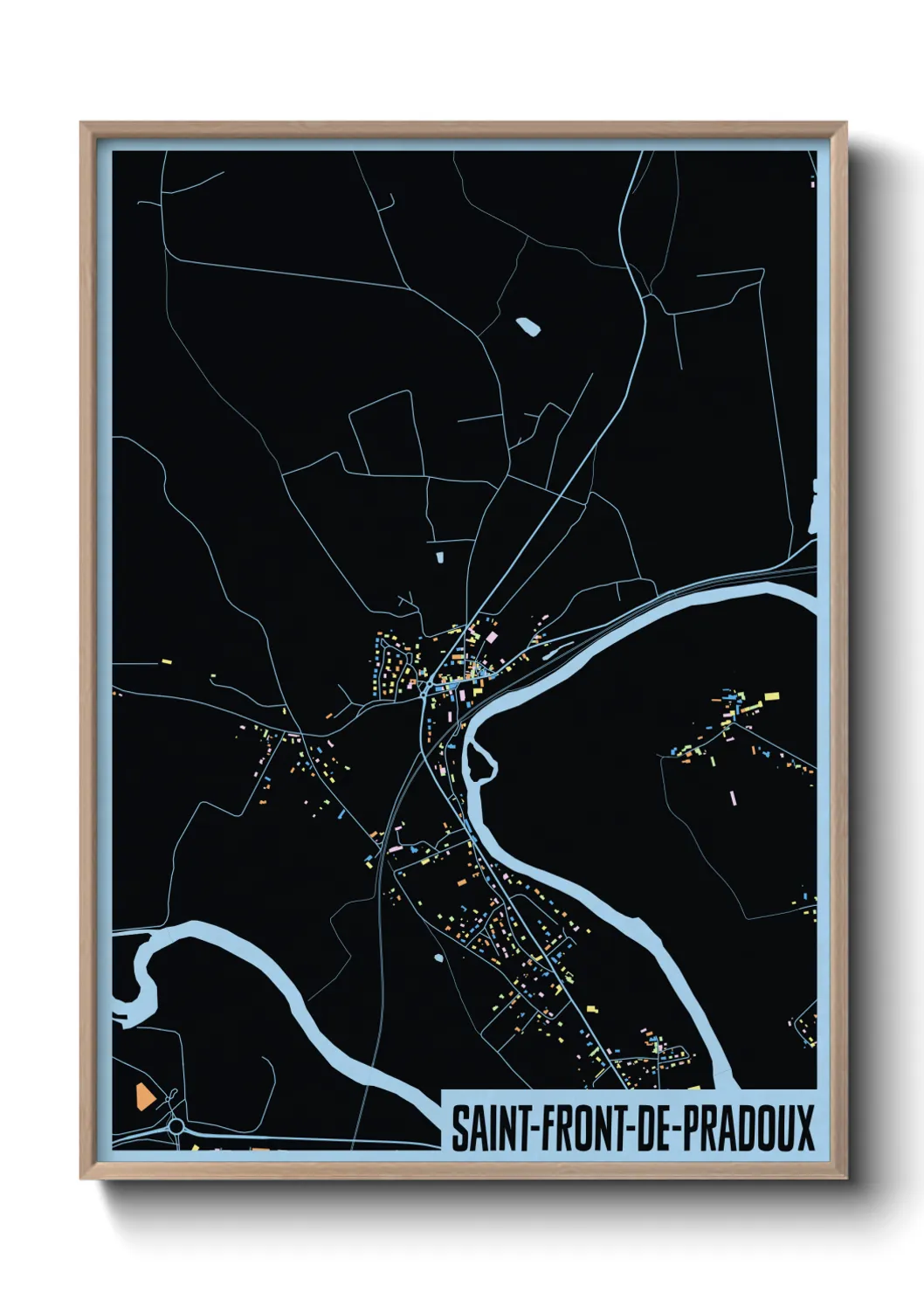 Une affiche de carte sur Saint-Front-de-Pradoux