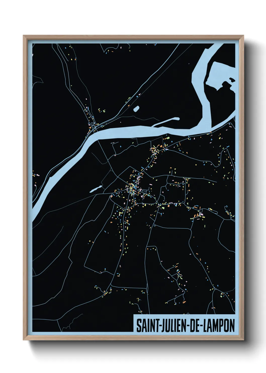 Une affiche de carte sur Saint-Julien-de-Lampon