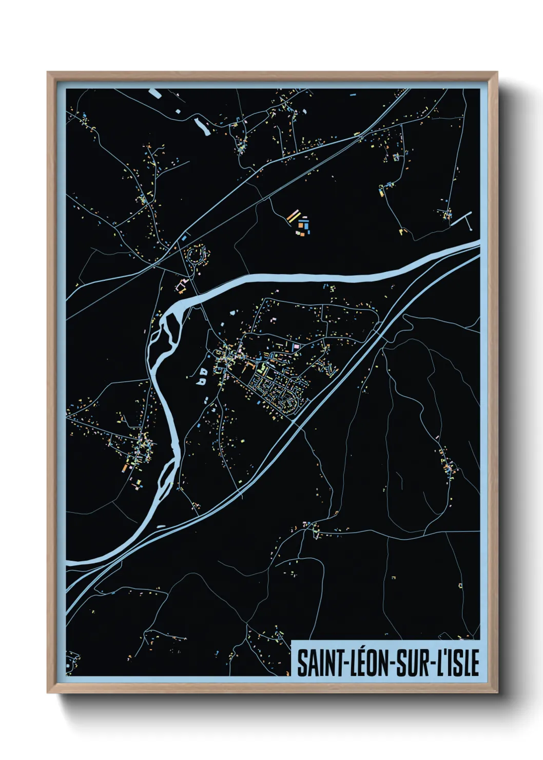 Une affiche de carte sur Saint-Léon-sur-l'Isle