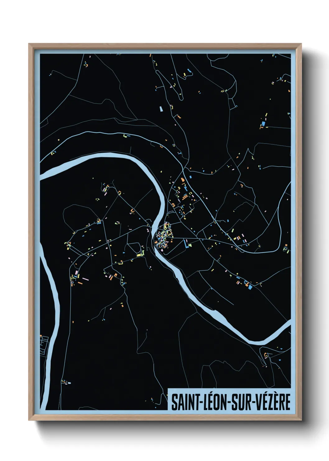 Une affiche de carte sur Saint-Léon-sur-Vézère