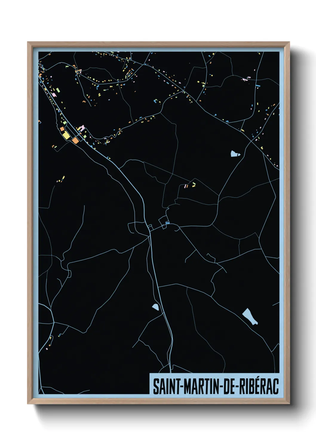 Une affiche de carte sur Saint-Martin-de-Ribérac