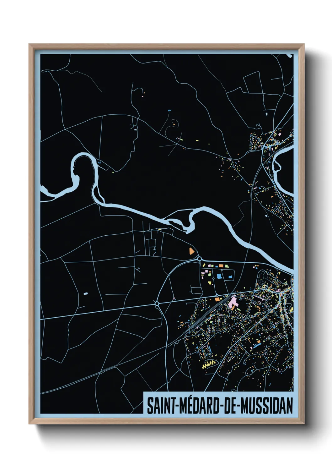 Une affiche de carte sur Saint-Médard-de-Mussidan