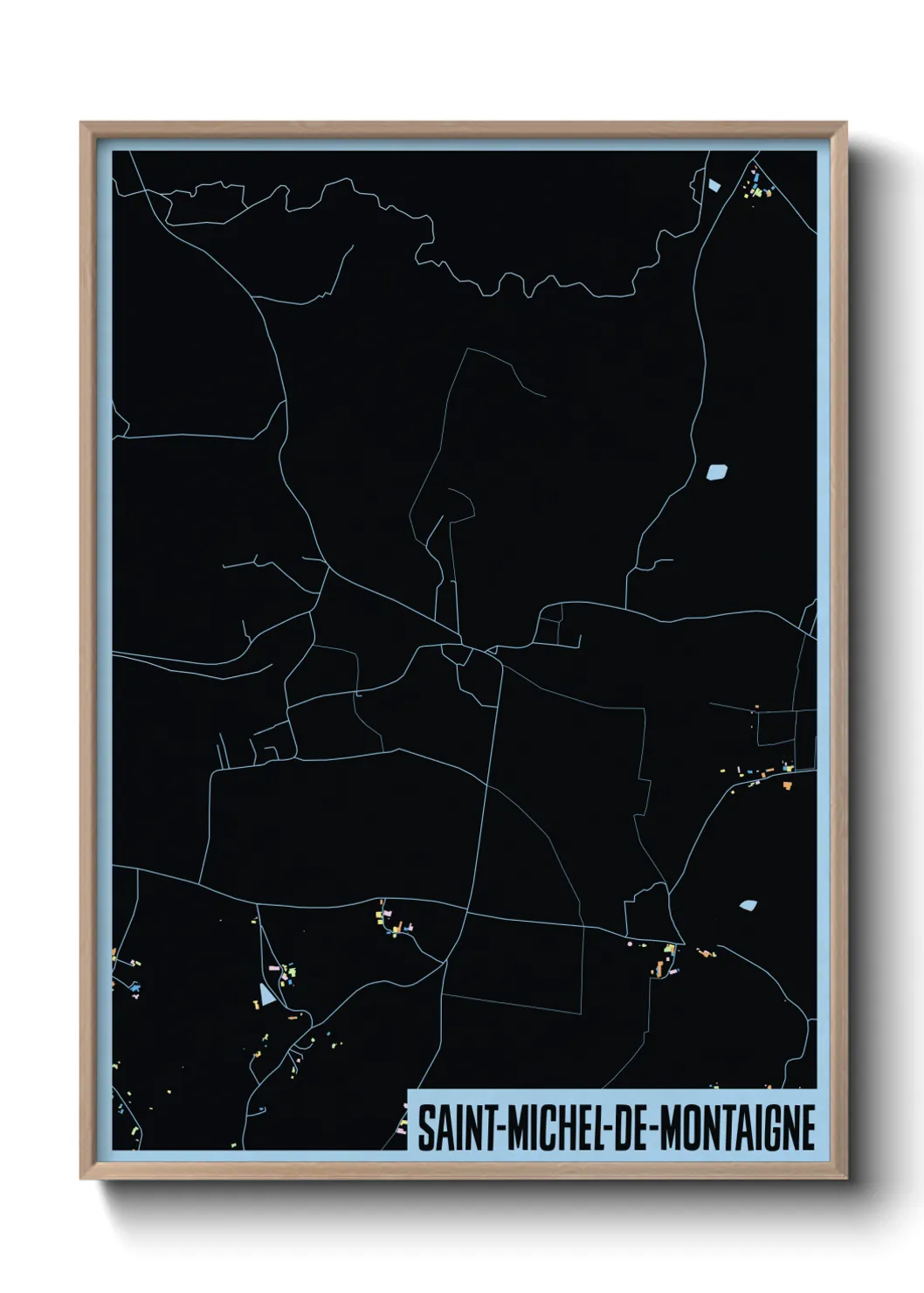 Une affiche de carte sur Saint-Michel-de-Montaigne