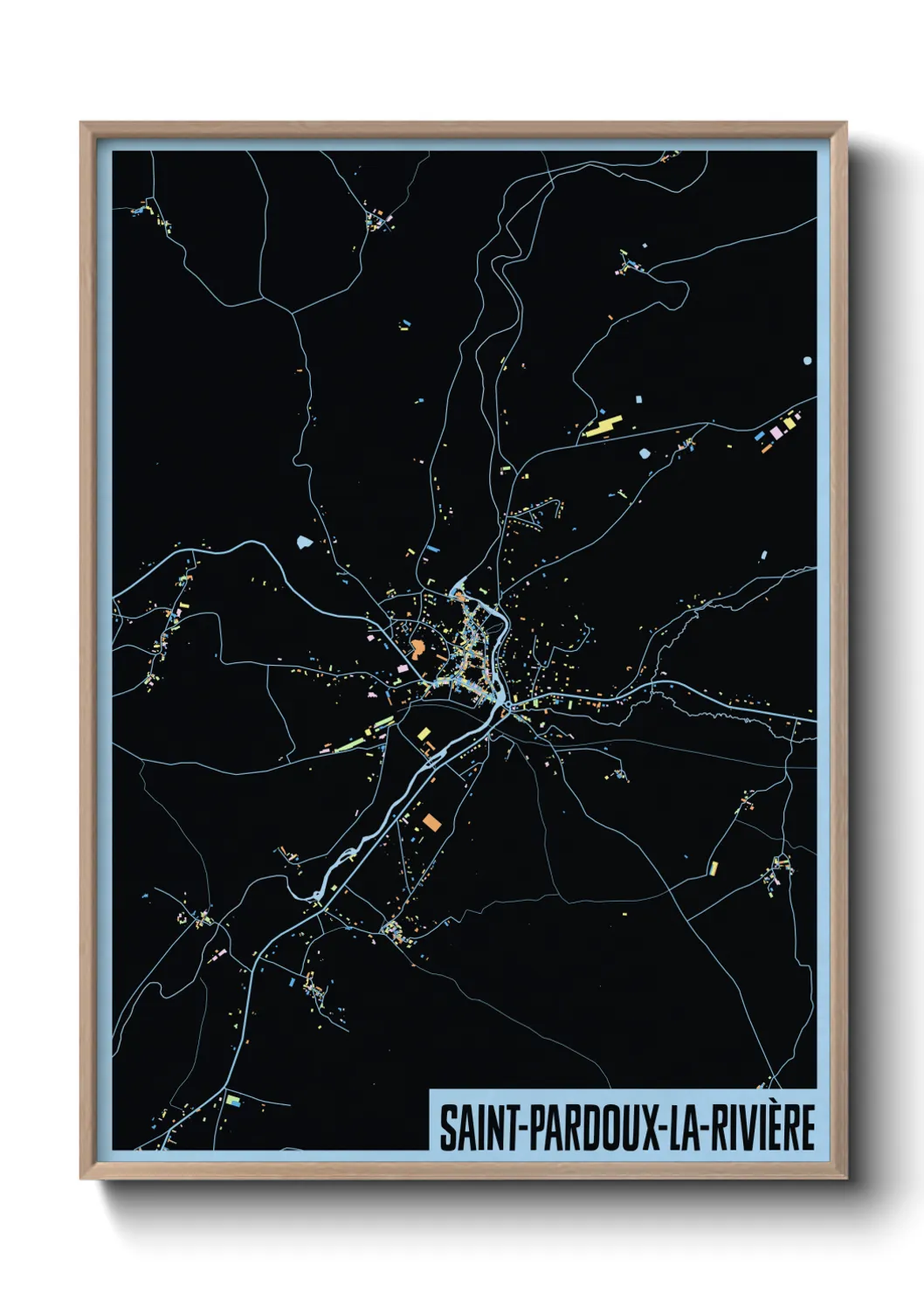 Une affiche de carte sur Saint-Pardoux-la-Rivière