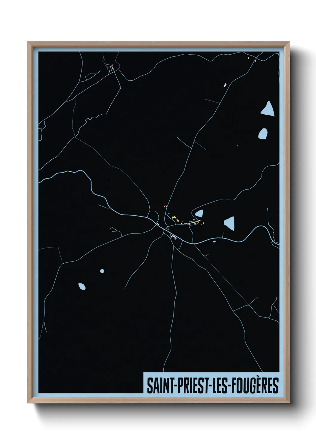 Une affiche de carte sur Saint-Priest-les-Fougères