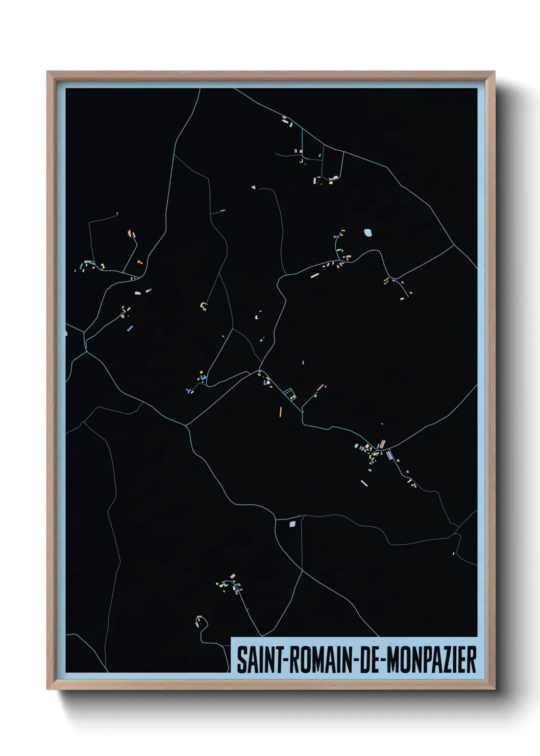 Une affiche de carte sur Saint-Romain-de-Monpazier