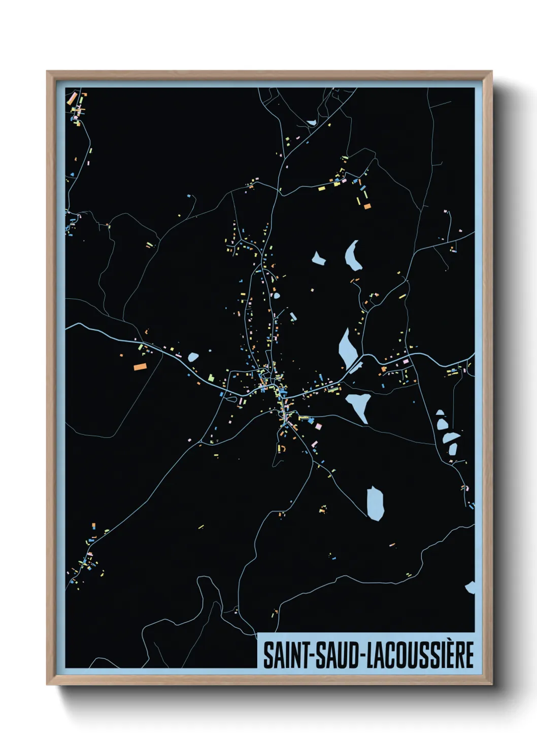 Une affiche de carte sur Saint-Saud-Lacoussière