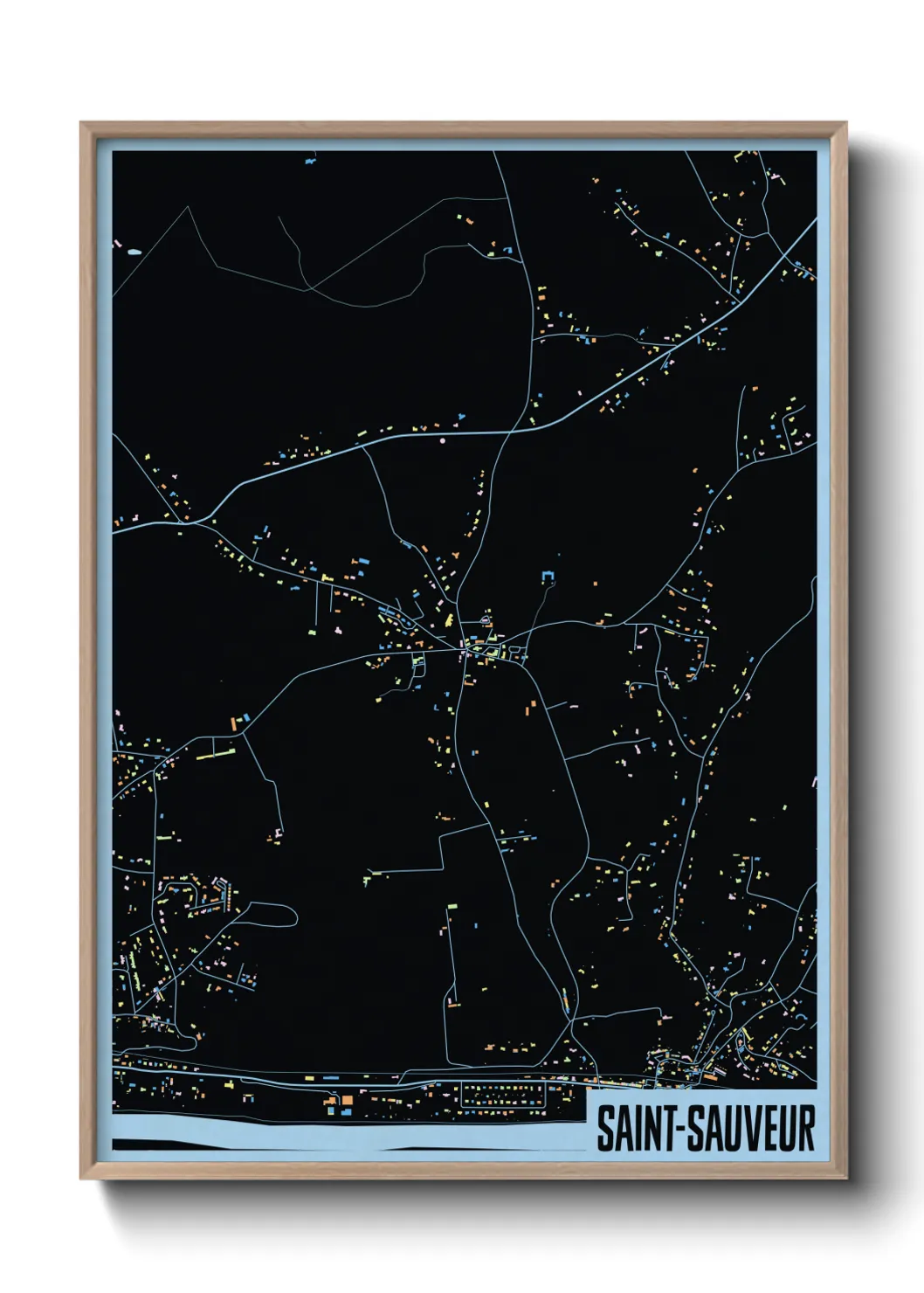 Une affiche de carte sur Saint-Sauveur